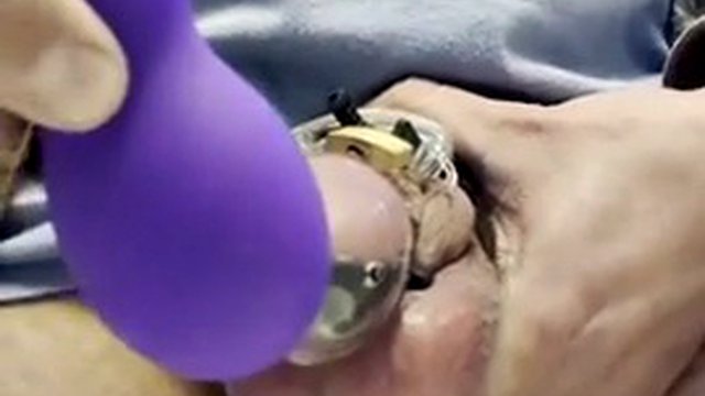 Ruined orgazm in chastity cage