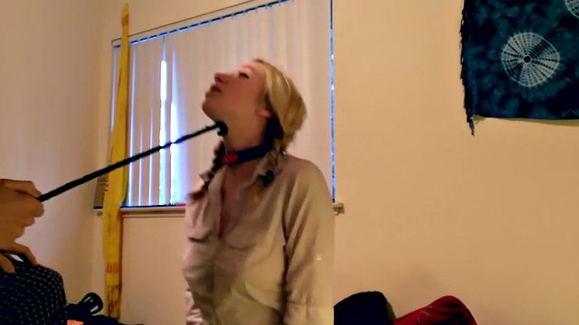 Amateur blonde gets fucked by very sexy stockings