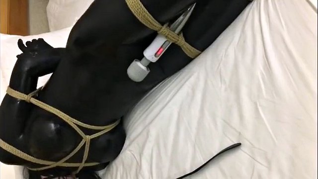 latex kigurumi bondage vibrating