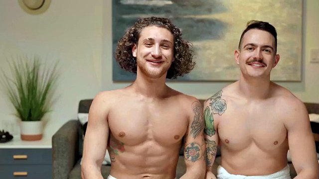 Jock with long hair rimming bareback with tattoos till cumshot