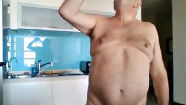 grandpa show and stroke on webcam