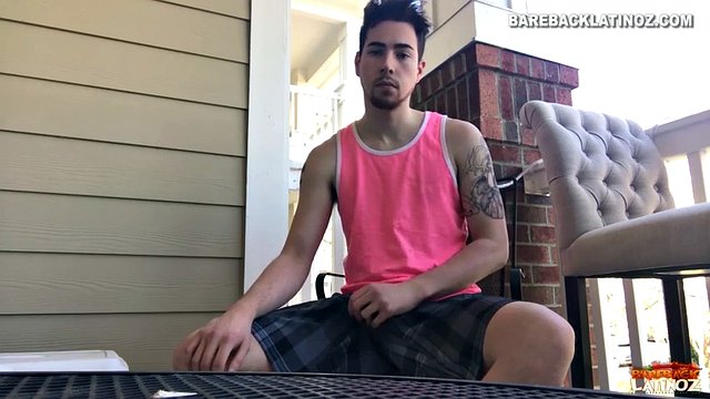 Our featured solo boy of the week is Cole Summers. Sitting outside, and in full view of the street, he often looks over his shoulders as his stiff cock comes out and he begins to stroke it.