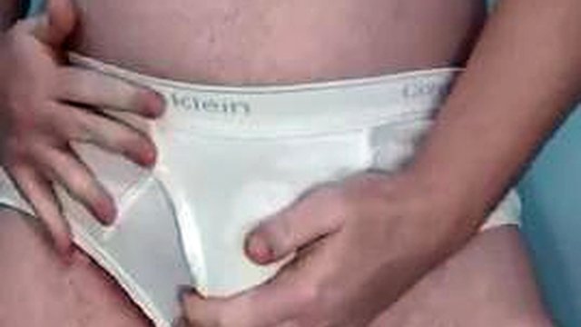 Bulge worship and jerk off instructions in Calvin Klein tighty whities