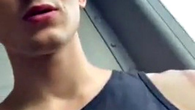 Teen jerks off on the bus and makes a huge load of cum on the front seat, tries to wash himself and eat the cum