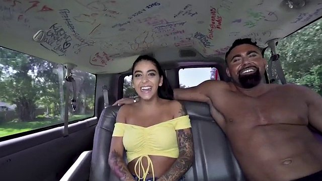 Muscular hunk bareback banged by a str8 latino twink in the van