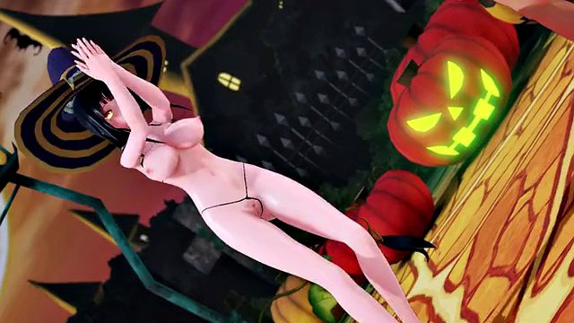 mmd r18  Happy Halloween event sex party ahegao sex hentai 3d taimanin anal cum swallow