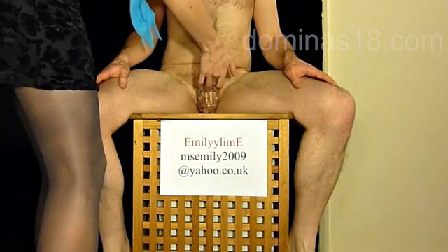 german domina milking cock with toothbrush