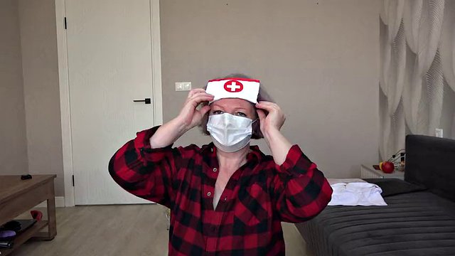 A Plump Nurse Tries on a New Sexy Uniform. Unpacking a Medical Suit From a MILF with a Big Ass and Juicy Tits