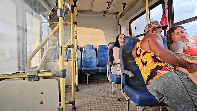 Eliane Furacaox and Lorrany Exotica Bare All Riding Marcio Baiano in Crowded Brazilian Bus Backse